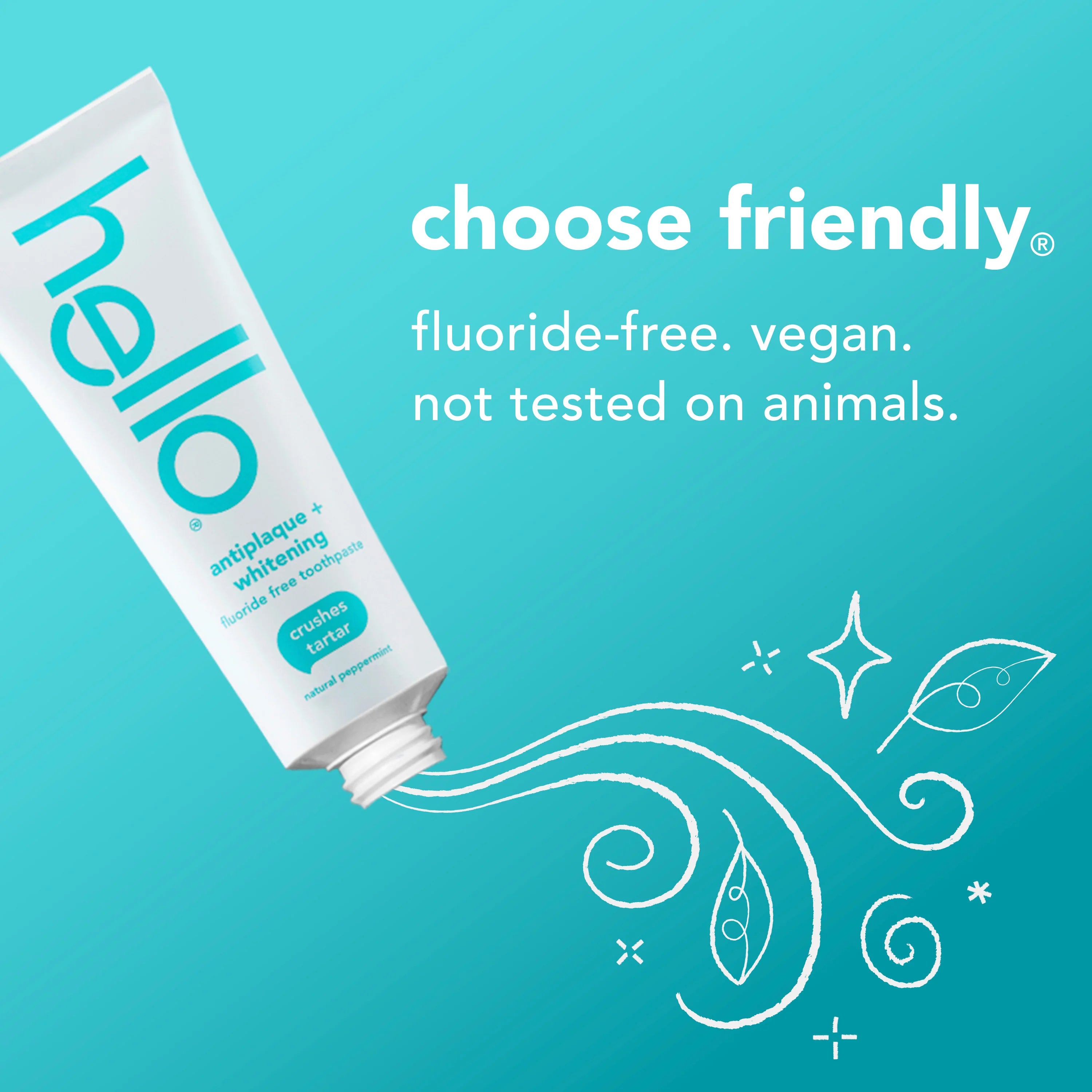 Hello Antiplaque + Whitening Fluoride Free Toothpaste, Natural Peppermint 5.0 oz