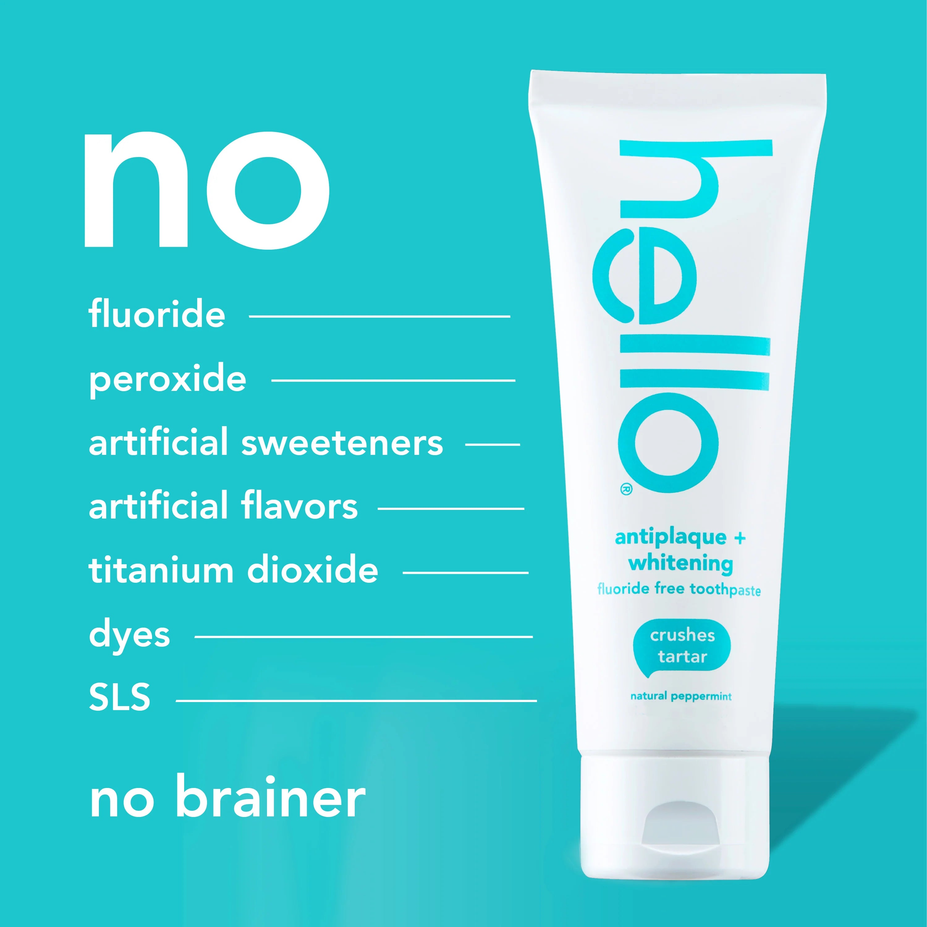 Hello Antiplaque + Whitening Fluoride Free Toothpaste, Natural Peppermint 5.0 oz
