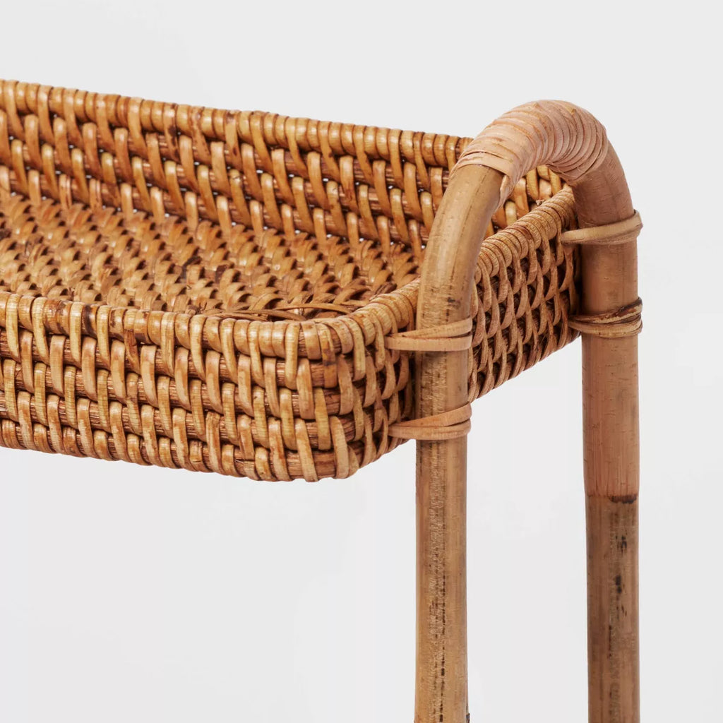 2-Tier Rattan Vanity Bathroom Tray Organizer