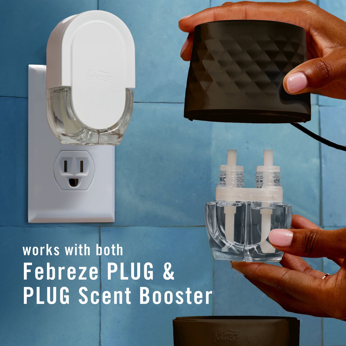 Febreze PLUG Scent Booster Oil Diffuser Air Freshener Holder, Black — 1-Pack, Electric, Unscented Holder