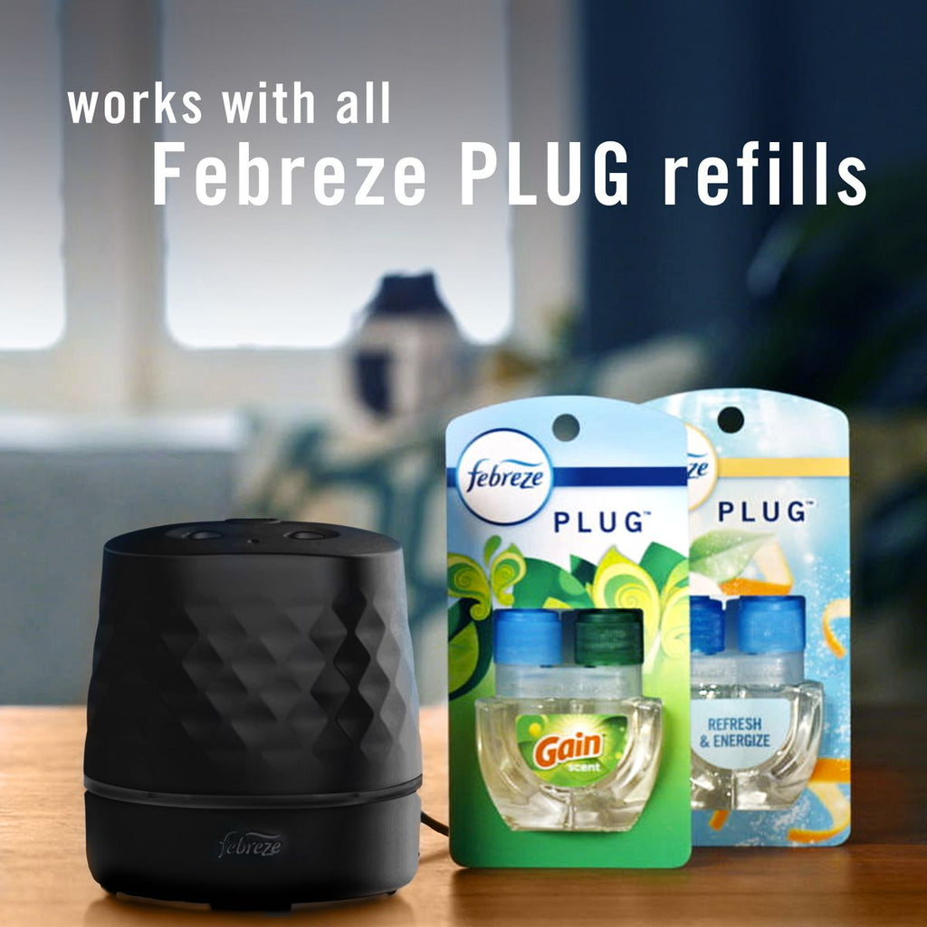 Febreze PLUG Scent Booster Oil Diffuser Air Freshener Holder, Black — 1-Pack, Electric, Unscented Holder