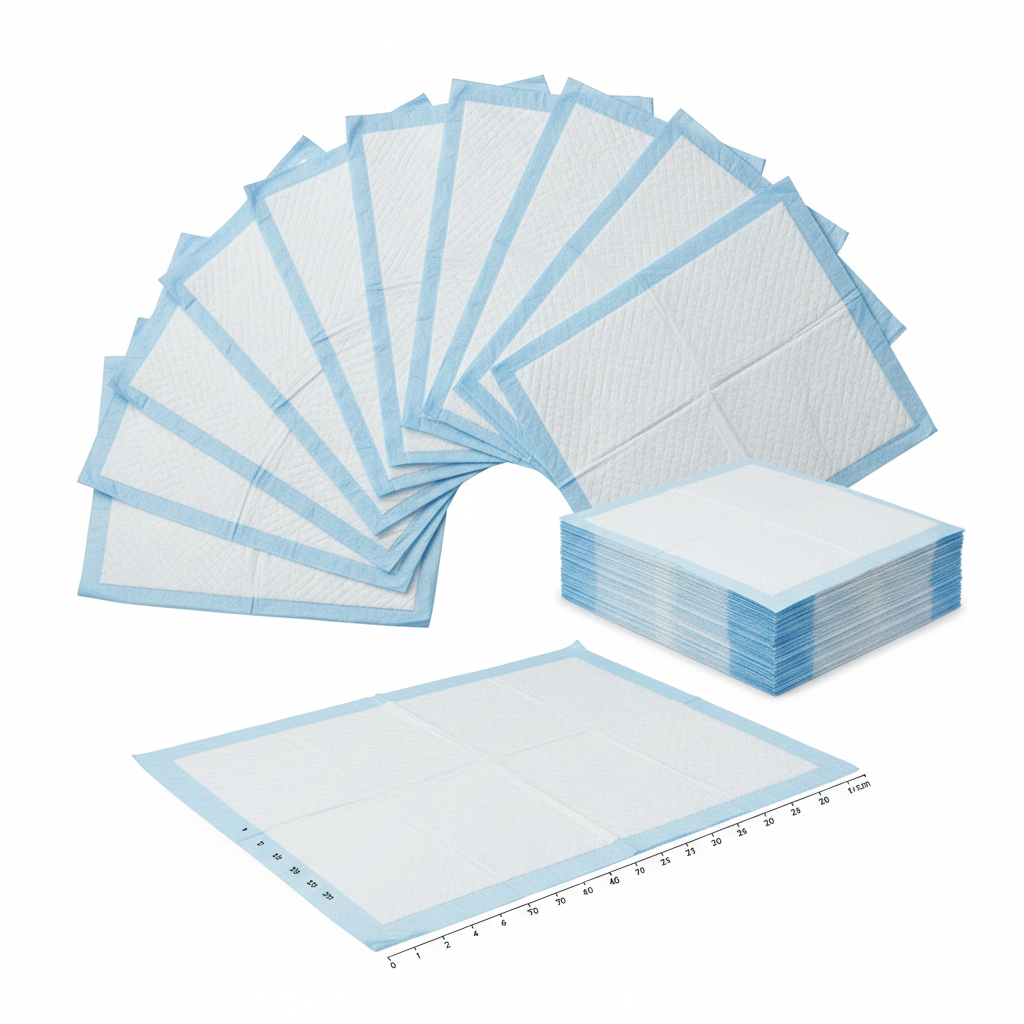 Multiple dog puppy training pee pads fanned out showing size and thickness