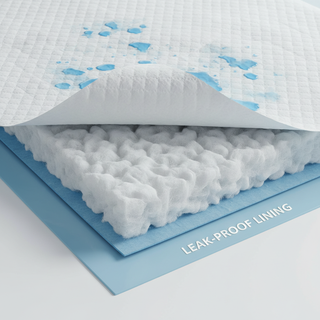 Close-up of super absorbent dog training pad showing layers and leak-proof lining
